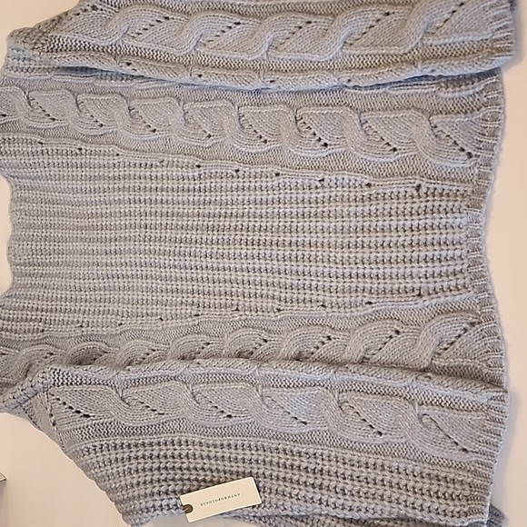ANTHROPOLOGIE SWEATER RAMONA NWT BLUE V-neck Pullover Cable 7%Angora Knit - Picture 9 of 9